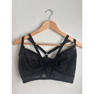 Torrid Black Floral Lace Strappy‎ Bustier Bralette Plus Size 0 Velvet
